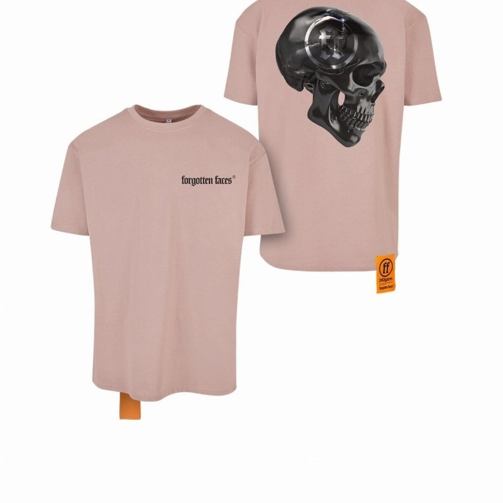 Forgotten Faces- soft Pink Short Sleeve Tee with Skull Graphic